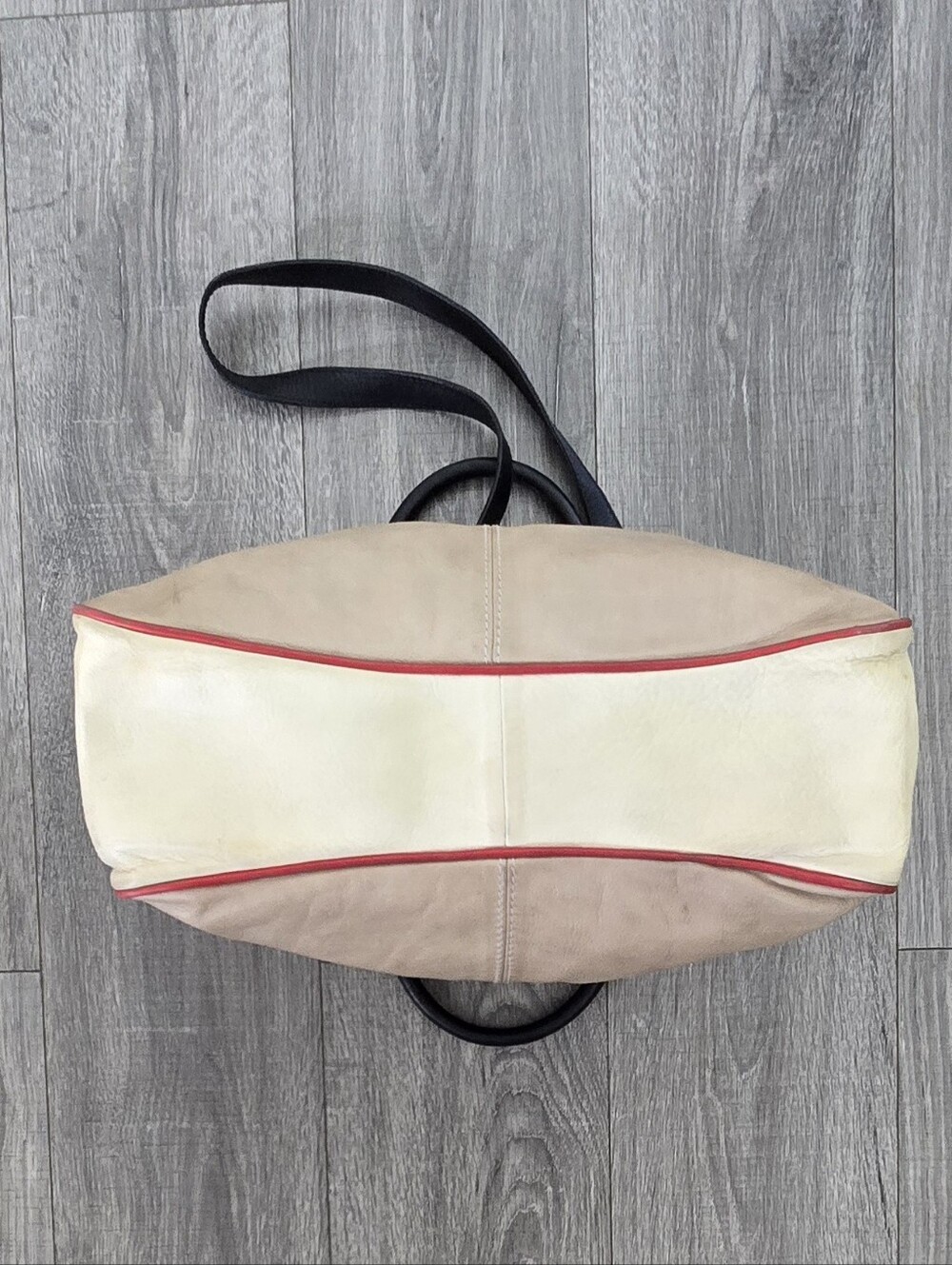 Made in Italy Genuine Leather Satchel Handbag Beige Black Red Shoulder Bag - Picture 5 of 11